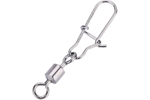 Alomejor Giratorio de Pesca 50PCS 2# 4# 5# 6# 8# Acero Inoxidable Conector Giratorio de Pesca con diseño de Bloqueo rápido Abierto para Pesca al Aire Libre(2#)