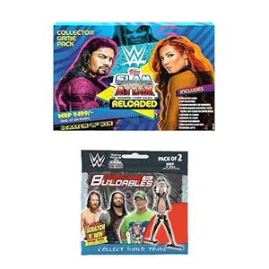 Topps WWE Slam Attax Reloaded TCG Collector Game Pack + Free Buildables Pack of 2 | WWE Slam Attax | WWE Slam | WWE TCG | WWE Buildables | WWE Slam Attax Buildables