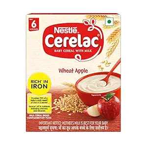 Nestl? Cerelac Baby Cereal with Milk, Wheat Apple ? From 6 Months, 300g BIB Pack