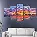 Produktbild Agreey Modular Home Decor Frame Tableau Modern 5 Panel Beach Sea View Fire Cloud Painting Canvas Wall Art Pictures for Living Room-S3Frame