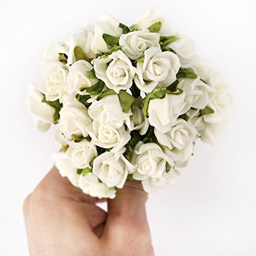 100er Creme Schaumrosen Brautstrauss Rosenstrauss Kunstrose Hochzeit Party Deko - 4