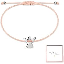 Bracciale Con Angelo Custode Per Ragazze - Regalo Di Prima Comunione Con Perlina E Sacchetto In Velluto