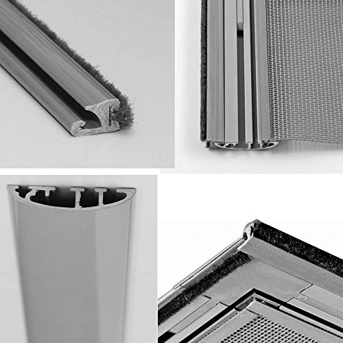 Lichtschachtabdeckung Profi 115 x 60 cm ALU Rahmen + PET Screen Gewebe, individuell kürzbares Schutzgitter, einfache Montage ohne Bohren, Dichtungsbürste + Gummi-Wandanschlussprofil - 4