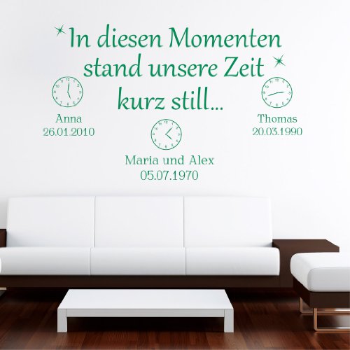 Wandtattoo Loft „In diesen Momenten stand unsere Zeit kurz still“ mit Ihren Wunschdaten / BITTE TEILEN SIE UNS IHRE WUNSCHDATEN IM ANSCHLUSS AN DIE BESTELLUNG PER NACHRICHT MIT!!!/ 54 Farben / 3 Größen / dunkelgrau / 55 cm Höhe x 84 cm Breite - 5