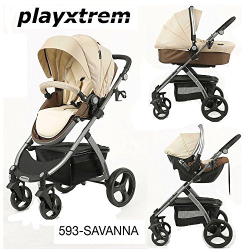 Playxtrem Skyline - Silla de paseo, Capazo, grupo 0+ y Bolso, color Marrón