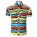 Produktbild MRULIC Herren Modetrend Farbe Polo Shirt Gemustert Sommer Neue StrandbekleidungTops(C-Mehrfarbig,EU-52/CN-L)