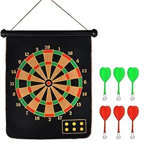 FunBlast Magnet Dart Board Game for Kids ,Double Sided Magnet Dart Board with Darts, Size- 12 Inches (Multicolor)