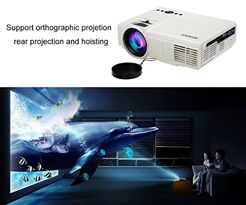 LED Projektor Mini Tragbarer Beamer Mini Projektor HD Videoprojektor Multimedia Heimkino Video Projektor mit HDMI Kabel unterstützt AV/ VGA/ USB/ SD/ HDMI WIMIUS(T3 weiß) - 4
