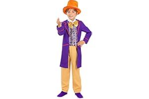 Tangsenyu Child Boys Willy Wonka Fancy Dress Up Chocolate Factory Costume for Kids World Book Day