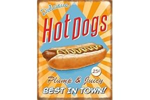 SIGNS-UNIQUE Metalsigns Plaque métallique avec inscription « Delicious hot dogs » – 15 x 20 cm