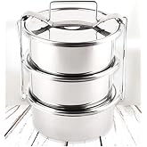 15x6cm 4 Kap Isıtılabilir Sefer Tası 4-5 Kişilik Paslanmaz &Ccedil;elik Yemek Taşıma Kabı 750ml x4=3 litre