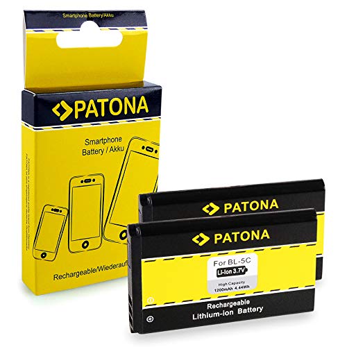 PATONA 2x Battery replacement for Nokia BL-5C 1200mAh compatible with Nokia 7600 6820 6680 6555 3100