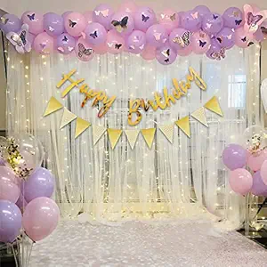 Happy Birthday Decorations For Girls Kit - 81Pcs Birthday Decoration for Girls, Purple Theme Decor Items Set/ Purple Balloons for Birthday Decoration