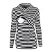 Produktbild Riou Umstandsmode Damen Stillpullover Winter Langarm Baumwolle Kapuzenpullover Zweilagiges Stillen Baby Gestreifte Hoodie Sweatshirt für Schwangerschaft Basic Stillzeit Stilltops