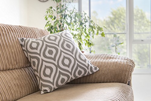 TreeWool®, (2er Pack) Ikat Ogee Design Baumwolle Dekoratives Kissenbezüg (Grau, 50 x 50 cm) - 6