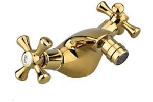 VETRINEIN RETE Vetrineinrete® Rubinetto per bagno miscelatore doppio comando lavabo bidet vasca doccia in ottone oro lucido (Bidet) M78