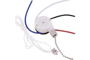 WEIPAI NATHA Kit Interruptor Ventilador Techo, 3 Velocidades, 4 Cables,Interruptor Ventilador,Interruptor Control Velocidad con Cremallera,Interruptor Cable TraccióN ZE-208S con Cuerda Plateada