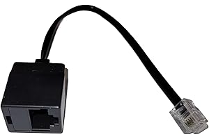 Dadusto 1 Stück Adapter von RJ11(6p4c) Stecker auf RJ45(8p4c) Buchse, Kabel: 4-adrig, flach und schwarz, 0,15 m