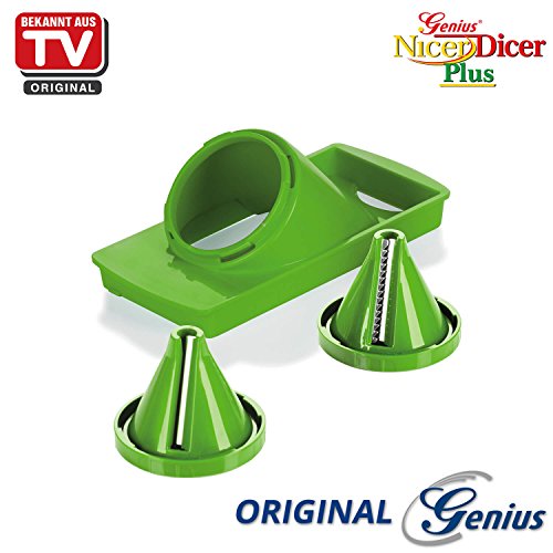 Genius Nicer Dicer Plus | 16 Teile | inkl. Nicer Julietti | Alles-Schneider | Hobeln | Würfeln | Julietti | Spiralen | Vierteln | Bekannt aus TV | NEU Farbe Kiwi - 3