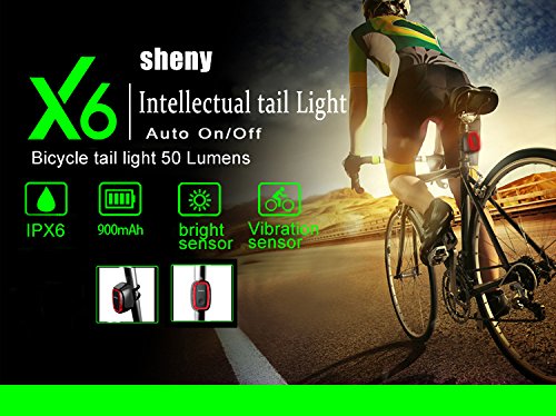 Sheny LED Fahrrad Rücklicht 7Beleuchtungsmodi IPX6 Wasserdicht USB Wiederaufladbare Lichtsensor und Bewegungssensor Automatische On/Off - 6