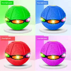 Kamari New Flying Saucer Flat Ball Disc Magic Deformation Vent Ball Frisbee Parent-Child Interactive Toy, Air Hover Outdoor Garden Beach Game Activity Toy, (Set of 1) (3 LED Lights)