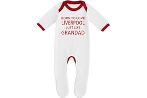 CHEEKYTOTS "Liverpool Baby Sleepsuit - 'Born To Love Liverpool Just Like Grandad- Soft 100% Combed Cotton Football-Themed Baby Sleepsuit for Football Fans"