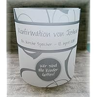 4er Set Tischlicht Tischlichter Kommunion Konfirmation Jugendweihe Taufe Ornamente Tischdeko personalisierbar grau