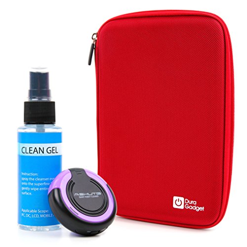 Preisvergleich Produktbild DuraGadget EVA Hartschalen Etui / Case - Rot + Reinigungsroboter / Cleaning Robot / Bildschirmreinigung - Lila - für Ihre Nintendo 2DS XL Spielkonsole