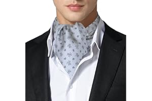 Remo Sartori - Foulard Uomo Ascot Doppia Pala in Seta Grigia Floreale, Made in Italy