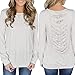 Produktbild Riou Langarmshirt Damen Tops Hemd Longsleeve T Shirt Damen Frauen Tops Spitze Oberteile Hoodie Pullover Damen Sweatshirt Blusen Damen Tunika Herbst (S, Weiß)
