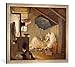 Produktbild Gerahmtes Bild von Carl Spitzweg "Der arme Poet", Kunstdruck im hochwertigen handgefertigten Bilder-Rahmen, 70x50 cm, Silber raya