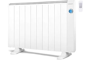 Orbegozo RRE 1810, Emisor Térmico Bajo Consumo, 1800 W, 10 Elementos reales, Aluminio, mando a distancia, Funcionamiento Programable, Pantalla Digital LCD, pared o pie, color Blanco