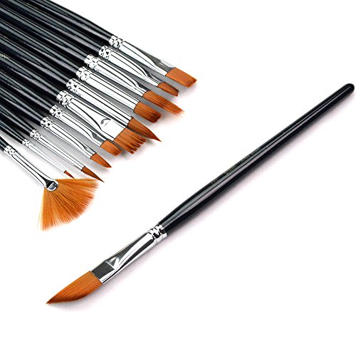 SUMERSHA Nylonhaar Pinselset Ölmalpinsel Künstler Aquarell Acryl Ölmalerei Supplies 12pcs - 3