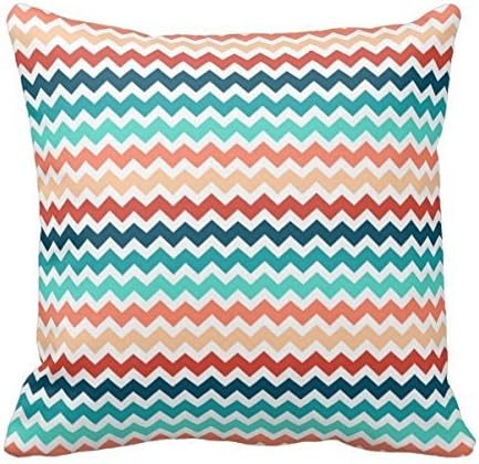 GraebnerSaleStore 18X 18inch Pastoral Style Cotton Linen Decorative Throw Pillow Cover Cushion Case Coral Red Teal Chevron H:773