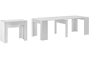 Skraut Home - Table Console Extensible, rectangulaire avec rallonges, jusqu'à 237 cm, pour Salle à Manger et séjour, Blanc Mat. Jusqu´à 10 Personnes. Dimensions fermée : 90x50x78 cm.