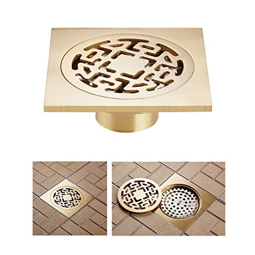 2 Jahre Garantie Auralum® Hochwertiger gold Bodenablauf Duschablauf 10*10cm aus Kupfer Rostenfrei - 7