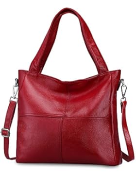 S-ZONE Frauen Rindsleder Echtes Weiches Leder Tote Art und Weiseklassische Leichte Bonzer Einkaufen Geldbeutel...