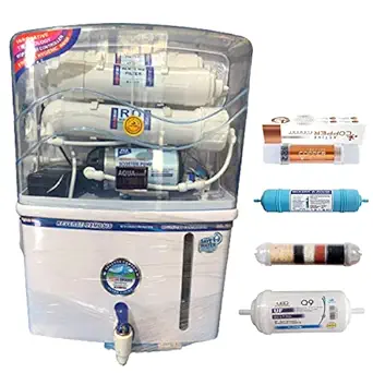 AQUA GRAND Reverse Osmosis includes Sediment, Pre carbon activated, Post carbon filtration, Master membrane filtration with working Alkaline +Copper +Mineral Cartridges +UF 12 LTR