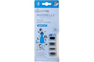 Modelli Sachet Moth Proofer, Pack of 4 Sachets - Ideal for Protecting Clothes, Fabrics & Woolens - Aqua Lux - Visual End of Life Indicator