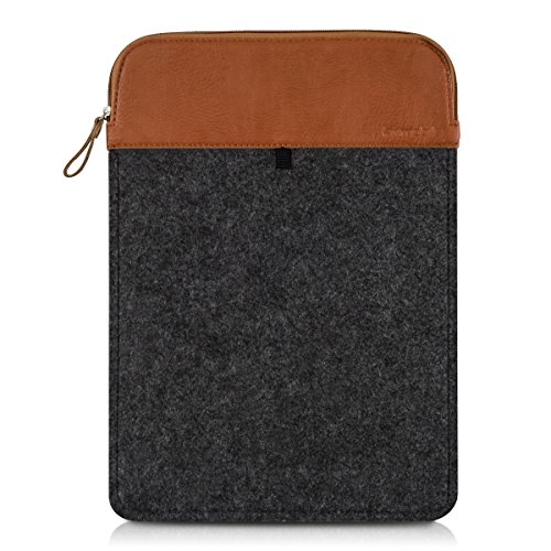 kwmobile Laptoptasche Filz Sleeve für 12,5" 13" 13,3" Laptop / Ultrabook - Notebook Tasche Schutzhülle Laptop Case Hülle in Dunkelgrau Braun Innenmaße: ca. 36 x 26 cm