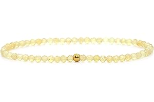 Echtes Gelber Apatit Edelstein Armband mit facettierten 3mm Perlen - verschiedene Längen - Heilstein Schutzstein Edelsteinarmband Glücksbringer Talisman Geschenk (Gelb. Apatit, 22CM)