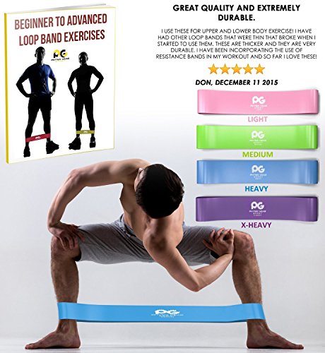 Widerstandsbänder, Set mit 4 Trainingsbändern für Workout und Physiotherapie, gratis EBOOK & Video – Pilates – Yoga – Reha, verbessern Beweglichkeit & Kraft, Ganzkörpertraining – Lebenslange Garantie - 5