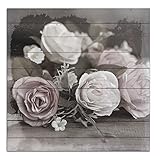 Leicht anzubringen Cuadros Lifestyle Wandbild aus Holz  Holzbild  Shabby-Look  Landhaus  Rosen  Vintage  Geschenk, Größe:ca. 50x50 cm