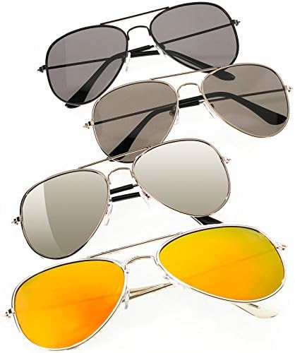 Set 4 Pair Men Women Pilot Style Mirrored Polarized Sunglasses UV 400 Protection Romens Ltd