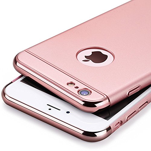 PRO-ELEC iPhone 6/6s Case, iPhone 6/6s Cover [Screen Protector Included] 3 in 1 Electroplate Metal Anti-Scratch Ultra Thin Case for iPhone 6/6s (4.7inch) - Rose Gold