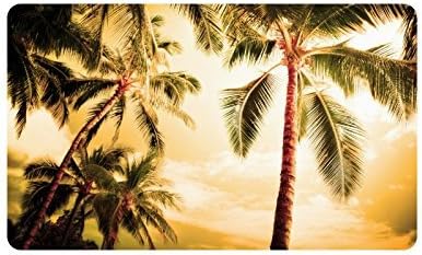 Tropical Paradise Beach with Palm Trees Custom Doormat Entrance Mat Floor Mat Rug Indoor/Outdoor/Front Door/Bathroom Mats Rubber Non Slip Size 30 x 18 inches