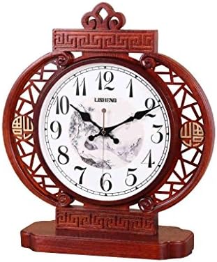 ZAZAZA Chinese ink the style of wood ancient rigid quartz unilaterally desktop clock with Arabic numerals of the welcome Bell silent seats