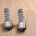 Moolecole Baby Boy Girl Toddlers Kids Children Indoor Floor Slippers Shoes Socks Stockings Moccasins NON SKID Shoes Striped Monkey L