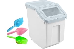 ANMOO Pet Food Storage Container, Dogs Food Container With Scoop Stackable Dog Food Storage Bins 10KG Storage Container With Lid（Cyan Large）