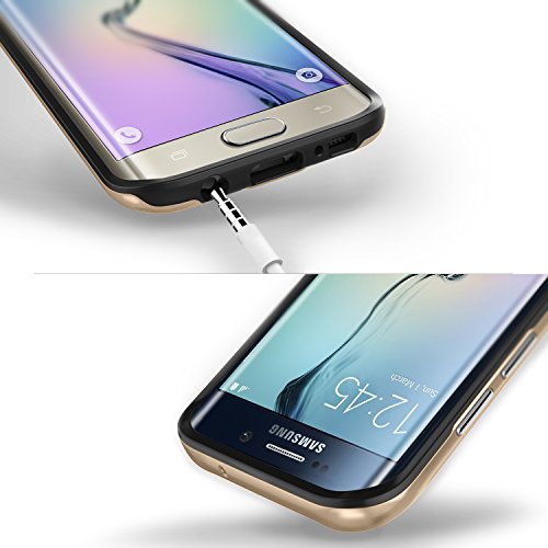 Caseology Funda Galaxy S7 Edge   Serie Wavelength  Protectora Doble Capa Texturizada con Ajuste de Precision y sujecion Segura  Negro Oro - Black Oro  para Samsung Galaxy S7 Edge  2016 